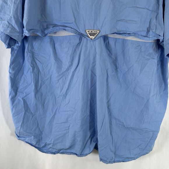 Columbia Shirt Mens 1X Blue Short Sleeve Button Down Shirt Collared Pockets - Picture 10 of 10